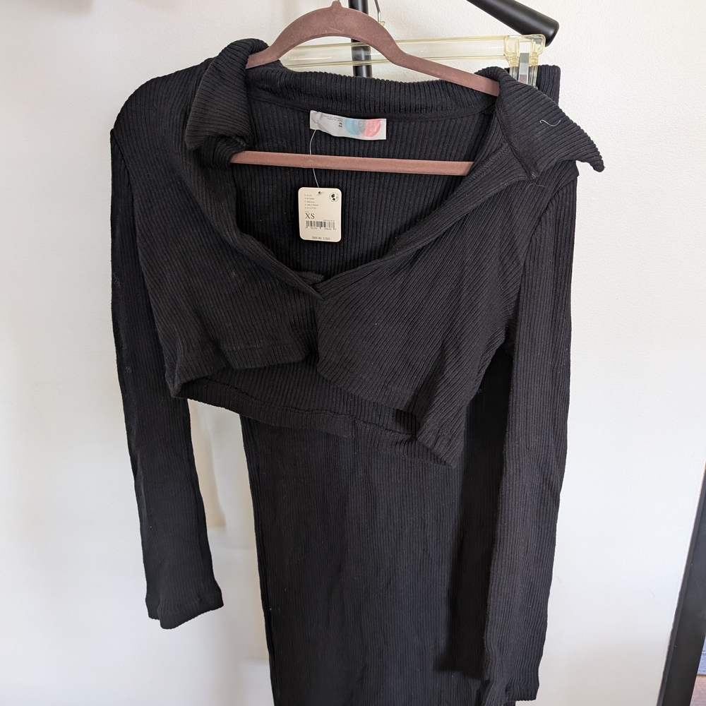 Free People Black Long Sleeve Dress